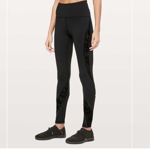 Lululemon 🍋 Wunder Under High-Rise Tight Flocked 28" inseam Black Floral size 4